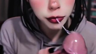 Black white haired girl deepthroats cock in sunset city bed