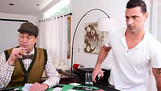 Angry wife lets three generations of men fuck her together