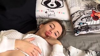 Blonde babe with big tits has a powerful orgasm on webcam