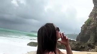 First time amateur brunette solo with dildo