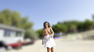 Exhibitionist Teacher Risky Tits Flash Naked Walk Public Streets France Caught by People Misscreamy