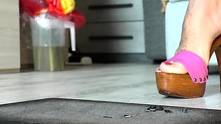 Slutty girl foot fetish with masturbation