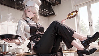 So Slutty Female Chef! Cooking Seriously in the Kitchen, Total Oiled Slut in Bed