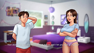 Anon pays to see Jenny's big boobs - summertime saga gameplay