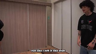 Busty Latina MILF Monique Fuentes Shares Hotel Bed with Tattooed Stepson - Big Tits & Doggystyle Sex