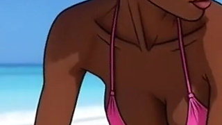 Beach Slutty: Sexy African Girl Enjoys Life on a Paradise Beach and Unexpectedly Meets a Lustful White Guy