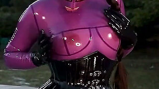 Cristal Kinky Lilac Rubber Doll Solo Fucking Machine Outdoors