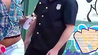 Teen jenny is caught spraying by a police officer - Fucking instead of prison