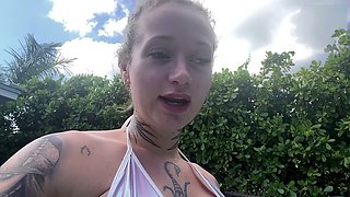 Public pool, public stranger, poolside fuck