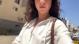 Girl Asks to Cum on Her Face for Cumwalk on the Streets - Blowjob