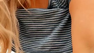 Big Boobed Blonde Masturbates With A Dildo In The Bathroom