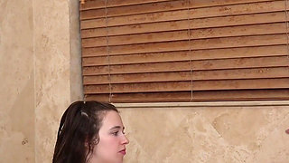 Petite Little Stepsister Alana Rose Caught Her Big Bro Watching Her Shower