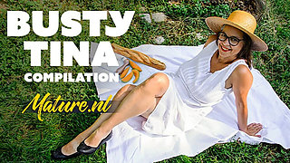 Busty Tina Mature Solo: Hairy Pussy & Huge Natural Tits Outdoors