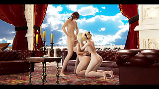 Genshin Impact Hentai - Lumine Blowjob to Zhong Lee Helping by Jean - Japanese Asian Manga Anime Cartoon Game Porn Video Animati