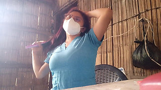 Mature Nurse Moisturizes Her Wrinkled Skin with Moisturizing Cream