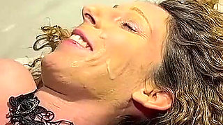 Covered in Cum in a Hard Mega Gangbang