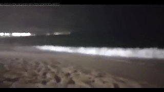Jeanne Welsh Shows Off Her Huge Tits in a Bikini at the Beach and Takes a Pee Outside