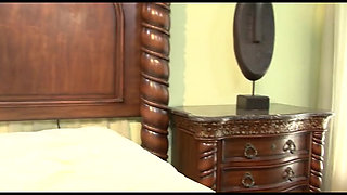 Busty nubian girl rides bbc on the bed