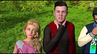 Swimsuit babe with big boobs playing through a hot game