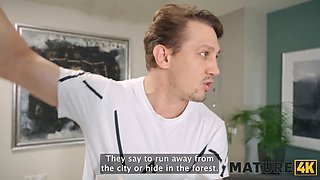 Mature4k. she was mature and lonely, he came to calm her down by putting his big shaft in her facehole