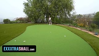 Small step daughter struggles to put her step daddy's big shaft in her petite mouth - teamskeet