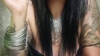 Elegant Topless Smoke Session - Jewelry, Leather & Creamy Finish
