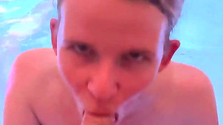 Blonde Teen Blows Cock in the Whirlpool! Horny Facial for the Slut!