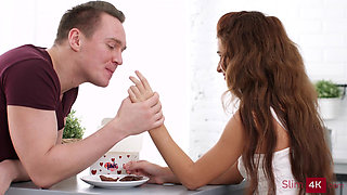 Tasting her succulent pussy instead