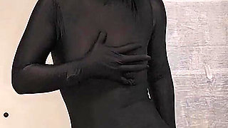 Nylon Zentai Catsuit and Gasmask Hot Encasement