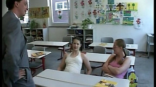 Two Cute College Girls From Germany Fucked Together in Classroom