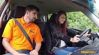 Cindy Shine Mounts Car to Ride Her Lesbian Instructor