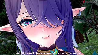 Lauma hot ahegao sex in the forest - Genshin Impact