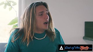 OUT OF THE FAMILY - Little Puck Catches Stepson Fantasizing Then Gives Him POV Hardcore Cum Facial - Milf