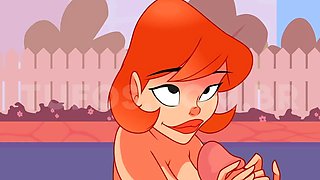 Hentai redhead gives blowjob and having sex