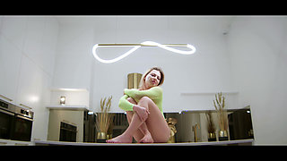 Sensual Solo Tease in Luxury Kitchen