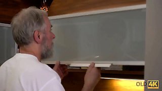 OLD4K. Winsome chick wakes up and is ready for sex with...