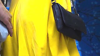 Sensed Inwards Bus! Stranger BLOWS A LOAD Rock-hard While She Stroke His Long Bone