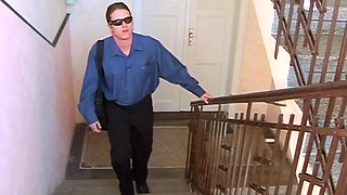 Amazing slut fucking on the stairs