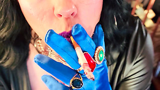 Tina's In Her Satin Gloves Again! Smoking A Cork Cigarette With Dangles, Snap Inhales & Drifting Smoke