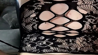 Fucking Three Girls in Fishnet Bodystockings with Their Legs Spread Wide Foursome, Cum on Pussy