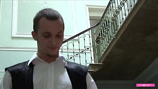 Anal creampie for the slutty college brunette