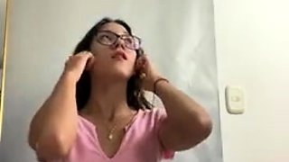 Beautiful teen brunette Jessica Sinn masturbates