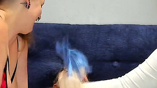Two Girls Finally Get Boy to Play Dolls with Tiny Blue Elf Sex Doll