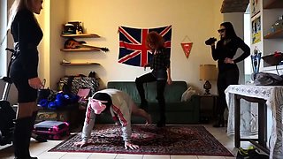 Mistress Gaia and friends humiliates a slave