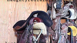 Redhead Fucks Herself Like Crazy All Over the Farm