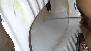 Desi Bhabhi Holding Stepbrother-in-law's Penis and Making Him Pee and Peeing Herself