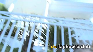 Horny teenager with small fun bags takes giant pipe -