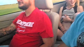 Hot Blue Eyed Blonde Dildo Fucking in the Back of Convertible