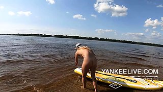 Big-Ass Blonde's Naked Walk on a Paddleboard