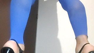 Blue lingerie solo crossdresser